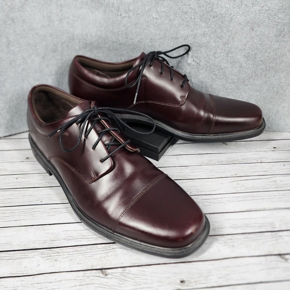 Rockport Shoes Mens Size 10.5N Burgundy Cap Toe Oxford Hydro-Shield Waterproof - Picture 1 of 9